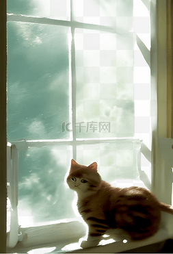 阳光窗外图片_窗台上的小猫
