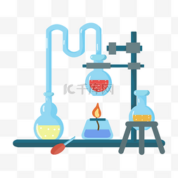玻璃科技图片_化学实验流程卡通酒精灯实验台
