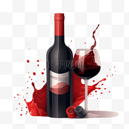 红酒logo图片_红酒扁平插画手绘免抠元素