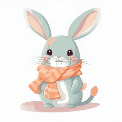 围巾兔子图片_一只带着围巾的小兔子