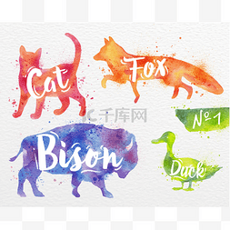 手绘橙色狐狸图片_油漆的动物鹿