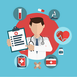 医学研究手绘图片_平的卫生保健和医学研究的背景。