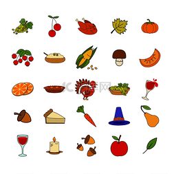 一杯橙汁矢量图片_成熟的水果、蔬菜和浆果、森林蘑