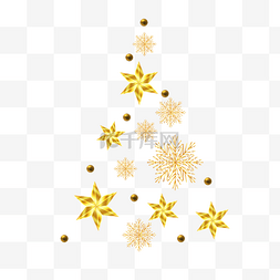 新年元素树图片_圣诞金色树