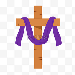 圣枝主日图片_棕枝主日紫色绑带十字架