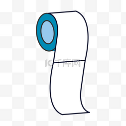 蓝色卡通卷纸图片_卷纸纸厕所图画绘图白色