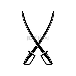 海盗矢量刀图片_交叉的剑孤立的图标矢量弯刀黑色