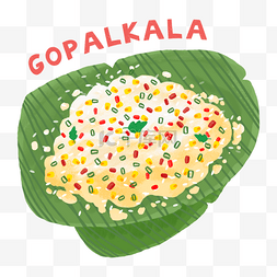 插画芭蕉叶图片_gopalkala 印度传统食品插画