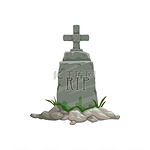 墓碑和十字图标、坟墓和草地。