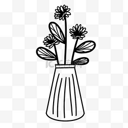 创意黑白单色涂鸦卡通花瓶