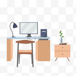 电脑桌面图标图片_商务工作场所扁平风格