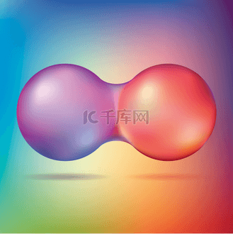 两个彩色球体相互融合,抽象构图,矢量设计形状