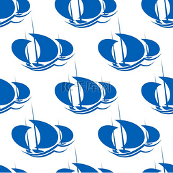 蓝色帆船背景图片_三艘蓝色游艇风在风帆上翻滚在海