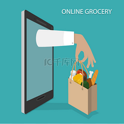 快吃吧图片_在线购物订货、 交货矢量的概念.