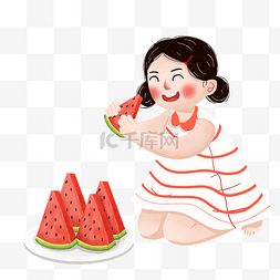 夏季女孩吃西瓜