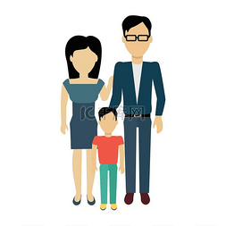 女儿与儿子图片_幸福家庭概念横幅设计幸福家庭概