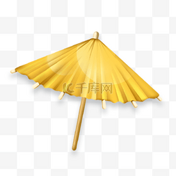 黄色夏日沙滩上的遮阳伞