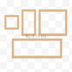 木制复古墙图片_相框四个木制装饰照片墙