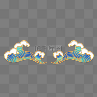 立体金边浮雕海浪波浪