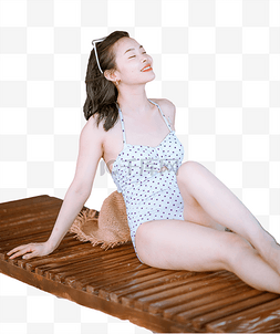 夏季美女海边吹海风