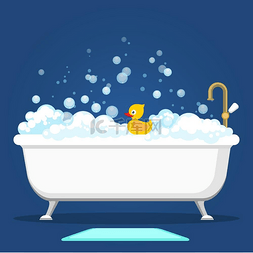 浴缸水卡通图片_Vntage 浴缸和肥皂泡沫。