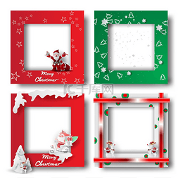 创意折纸素材图片_圣诞快乐和新年快乐边框照片设计