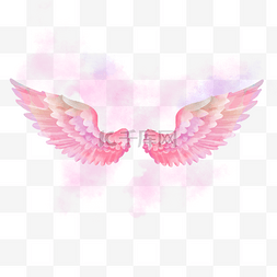 粉色水彩翅膀晕染羽毛