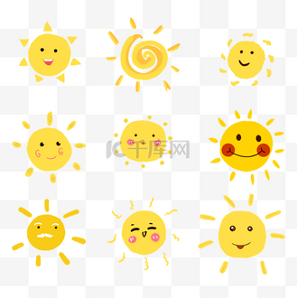 卡通可爱涂鸦太阳夏天儿童节插画炎热