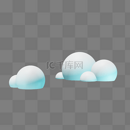 白云蓝色图片_白色3D立体圆滚滚云团白云