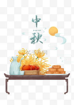 卖月饼古图图片_中秋节祭月图