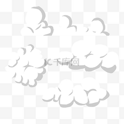 自然景象漫画风格白色烟雾云朵