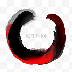 双色撞色图片_撞色笔刷黑红色抽象半圆