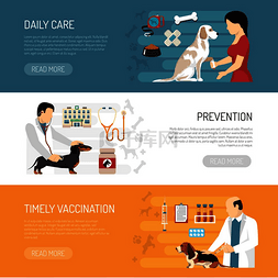 设置按钮矢量图片_美容服务横向横幅设置有兽医人物