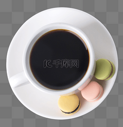 饮品卡图片_黑咖啡马卡龙甜品