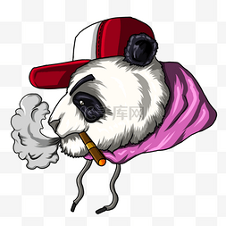 卡通嘻哈帽子图片_熊猫t恤图案烟雾嘻 风格