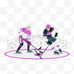 团队透明素材图片_两个冰球运动员赛场曲棍球比赛