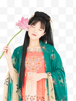 汉服嫦娥图片_中秋汉服美女手拿荷花