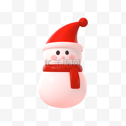 3DC4D立体圣诞节红帽子雪人