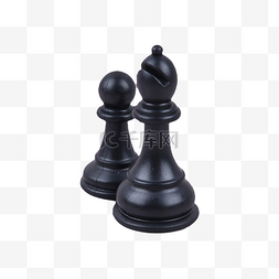 两个棋子简洁黑色国际象棋