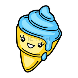 韩国可爱贴纸图片_冰淇淋的卡哇伊插图快餐中可爱有
