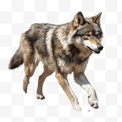 狼图片_卡通手绘野生动物狼