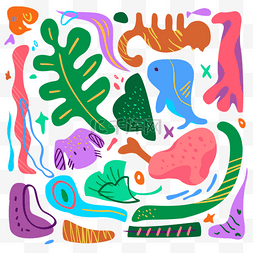抽象鲸鱼图片_颜色鲜艳的动物植物抽象形状