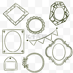 手绘线描相框边框素材