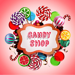光滑的水果图片_糖果店组合与甜焦糖产品的逼真图