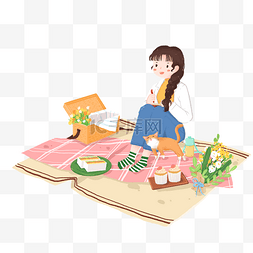 春夏美食绿色创意图片_春夏野餐人物组合