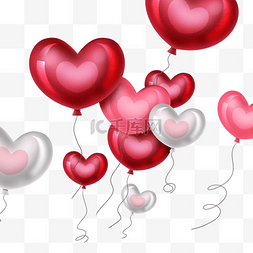 粉红色气球气球图片_爱心气球质感红色气球