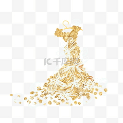 婚礼花纹png图片_新娘抽象金色婚纱服饰