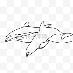 抽象线条画跳跃海豚