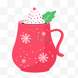 复古咖啡背景图片_杯子奶油雪花圣诞节日卡通图片