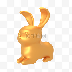 兔年大吉3图片_3DC4D立体金色小兔子